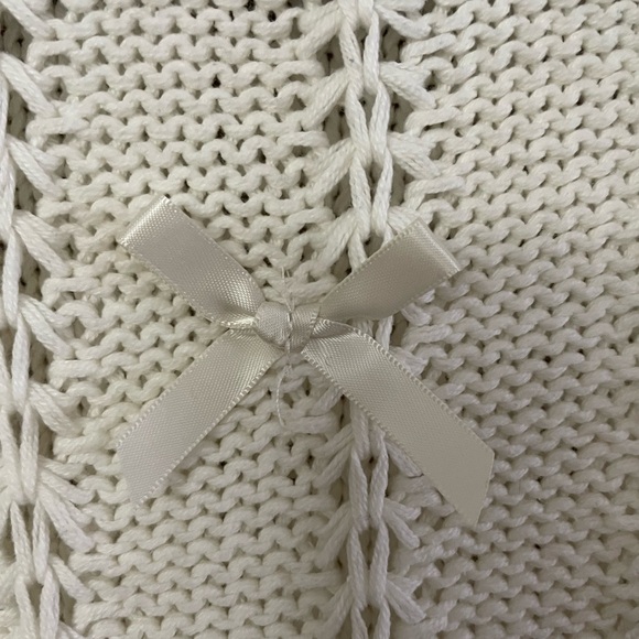 STORIA Anthropologie Allover Bow Sweater Cropped Ribbon Bow Coquette Sz M - Picture 5 of 10